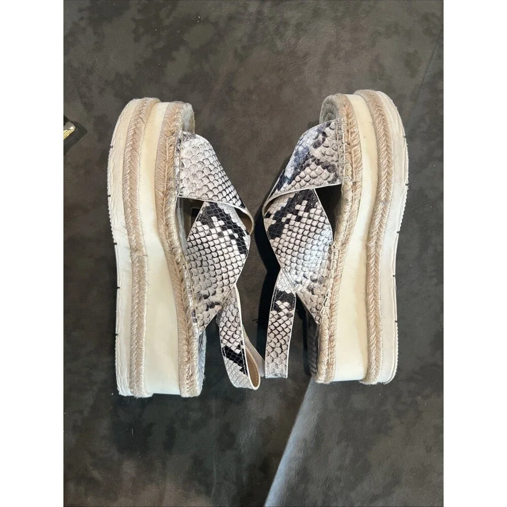 Mark Fisher snake Leather Espadrill Platform sandal Sz8 Y2K Boho Cottage Animal